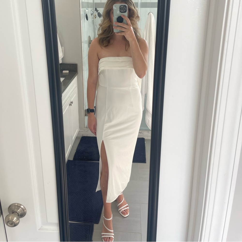 Lulus white bow dress size large